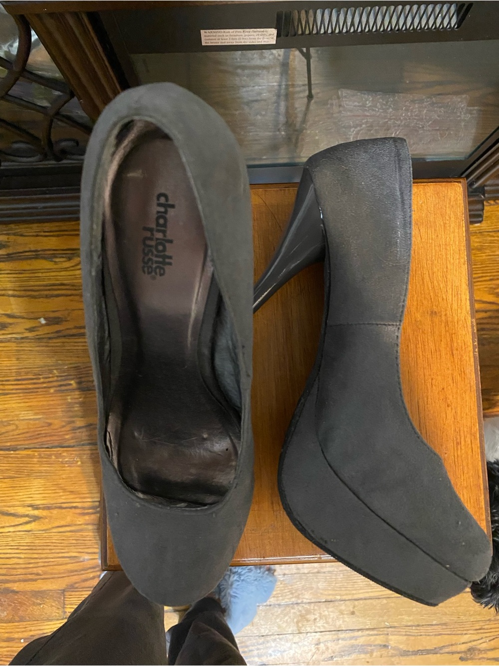 Charlotte Russe Black Suede Platform Stiletto Pumps